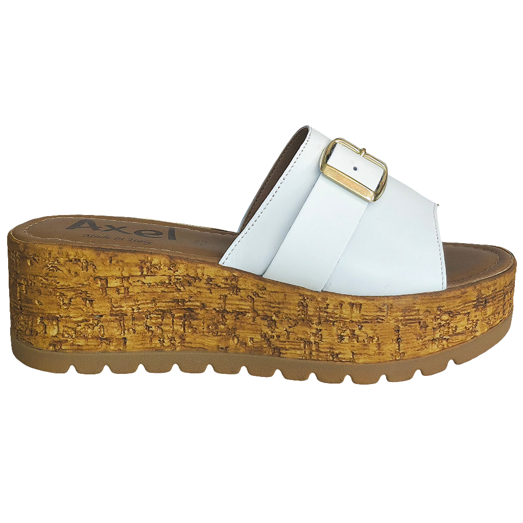 Papuci dama din piele naturala alba, platforma de 5.5 cm, stil casual, colectia Vara 2025, made in Italy.