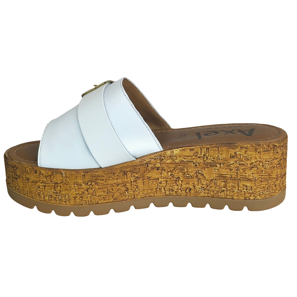 Papuci dama din piele naturala alba, platforma de 5.5 cm, stil modern, produs in Italia, model Axel.