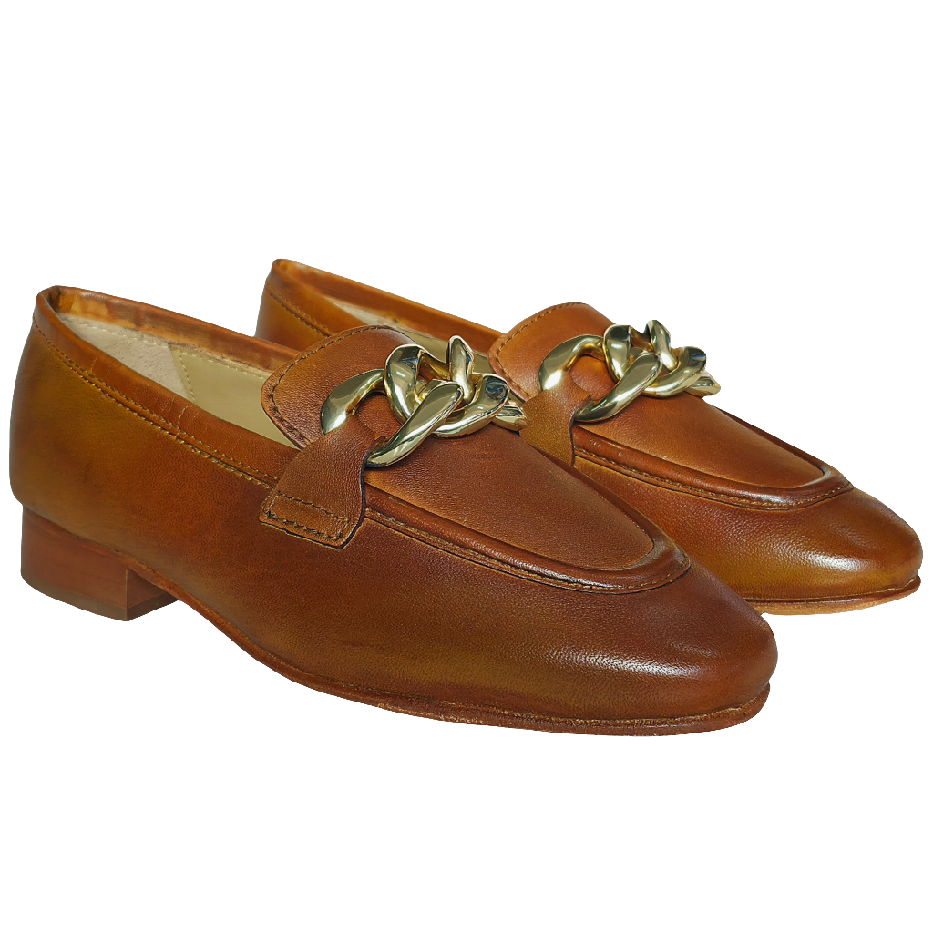 Pantofi dama din piele naturala, marcare manuala, talpa flexibila, in nuanta maro, colectia Primavara/Vara 2025.