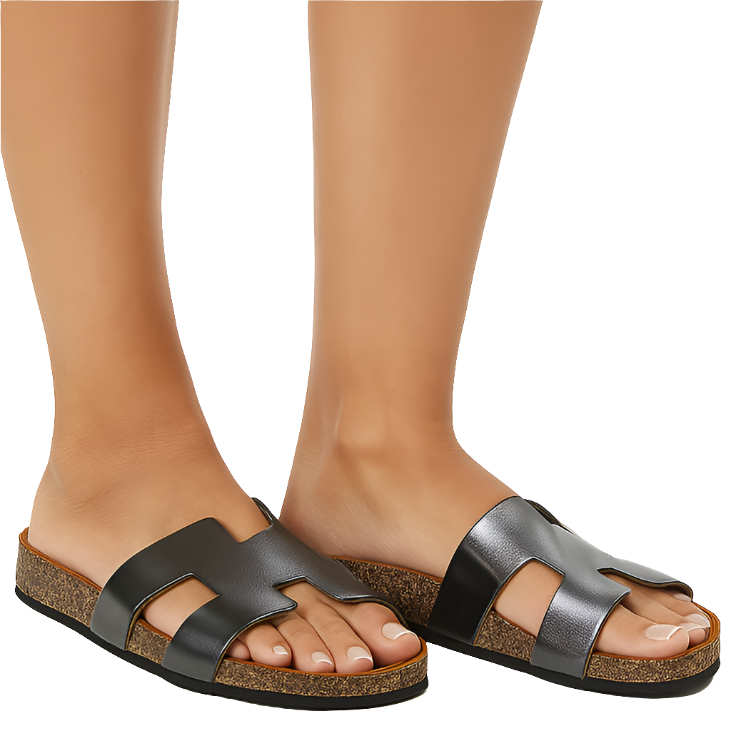 Papuci dama din piele naturala, Canna di Fucile, confortabili, stilati, fabricati in Italia, colectia vara 2025.