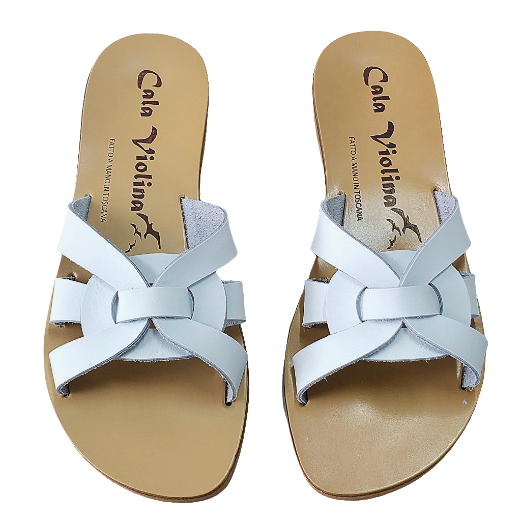 Papuci dama din piele naturala Alba Cala Violina Amanda Bianco, Colectia Vara 2025, Made in Italy.