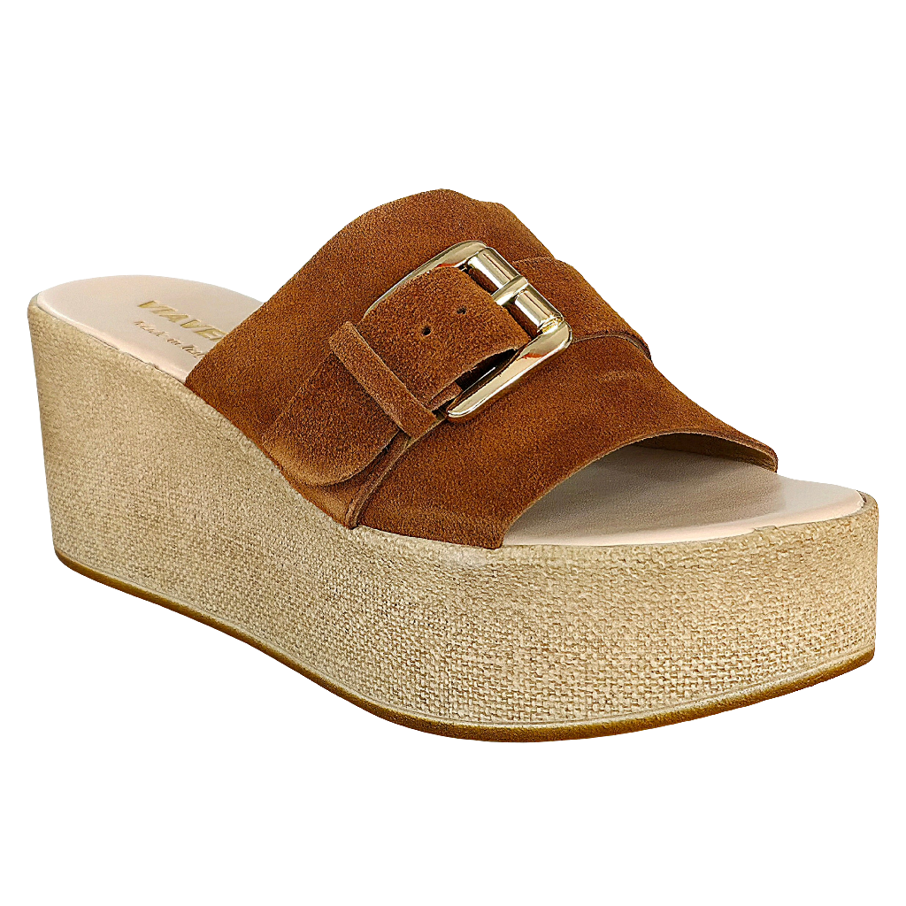 Papuci dama din piele naturala intoarsa, Maro, cu platforma, Made in Italy, perfecti pentru vara! 👡☀️