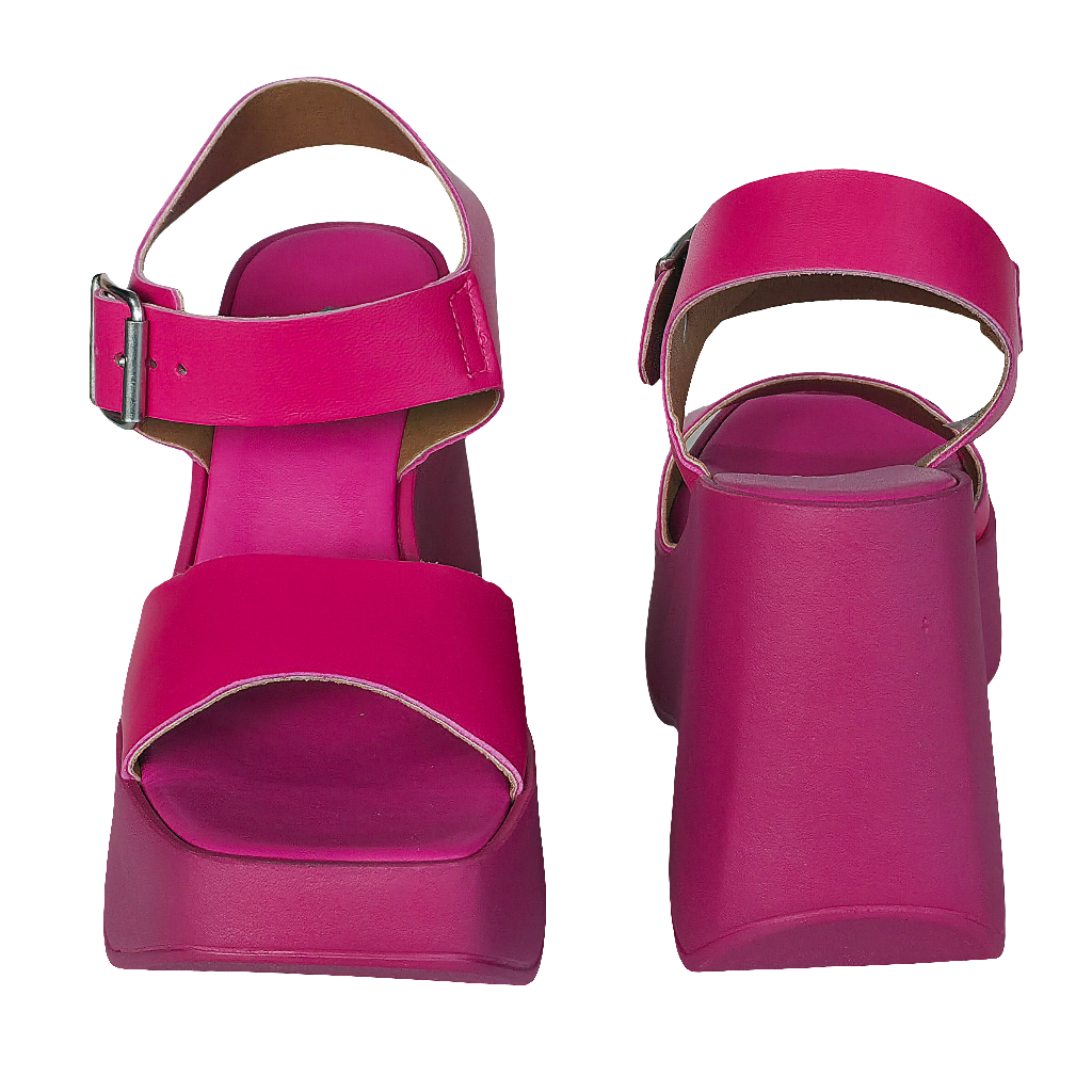 Sandale dama din piele naturala, Fuxia-DESA, talpa usoara, inaltime 11 cm, stil vara 2025, Made in Italy.