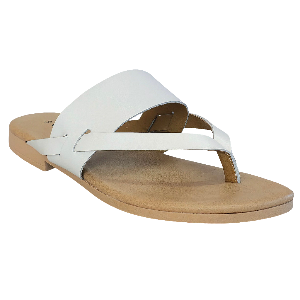 Papuci dama din piele naturala, alba, Made in Italy, Art Delphine Bianco R14, pentru vara 2025.