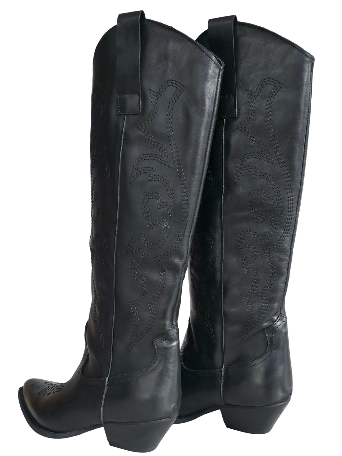 Ciocate dama din piele naturala, Negru-Riccianera, Art RCN012 Pelle Nero, R1, din piele intoarsa, model tubular.