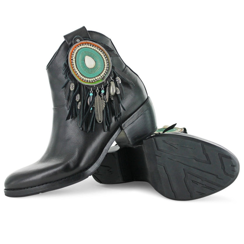 Ciocate dama din piele naturala cu detalii decorative, Negru-Rebecca White, Colectia Toamna 2024, Inaltime toc 4.5 cm.