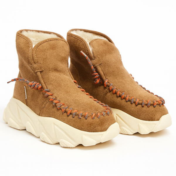 Ghete dama din piele naturala intoarsa, îmblanite, maro-Movie's, H6-10A Camel