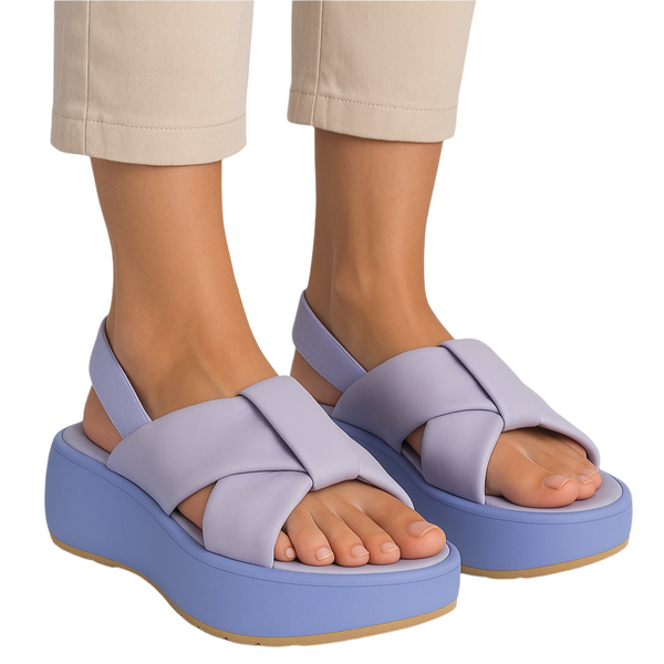 Lila-Pat Calvin women's leather sandals with lightweight platform, featuring memory foam insole, Made in Italy.