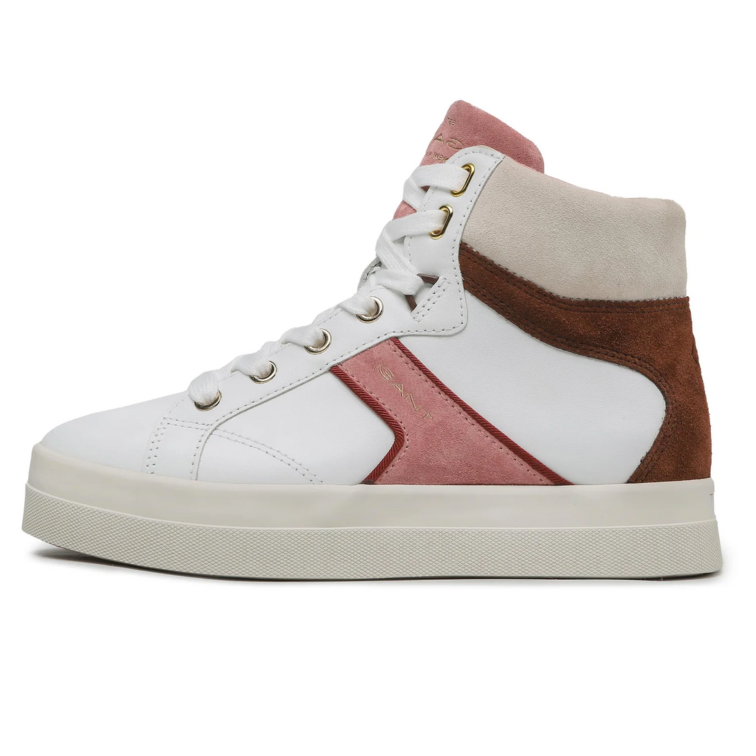 GANT Sneakers Avona White-Rose side view showcasing the smooth white leather and stylish rose accents.