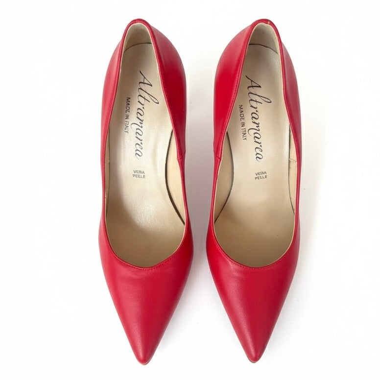 Pantofi dama din piele naturala, rosii, Altramarea, tocuri de 9.5 cm, colectia Toamna 2024, fabricati in Italia.