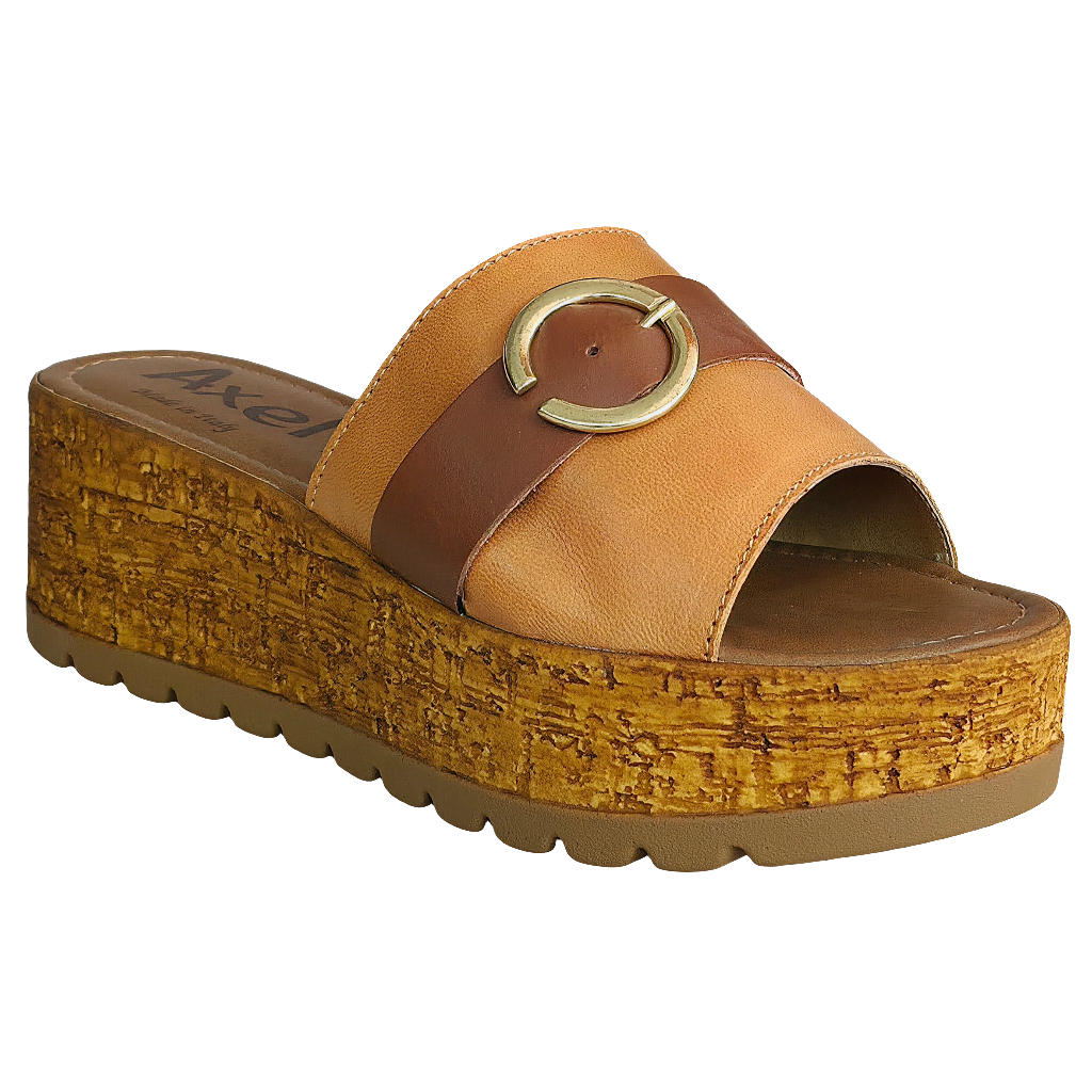 Papuci dama din piele naturala Axel, colorat maro, cu platforma de 5.5 cm, Made in Italy, colectia Vara 2025.