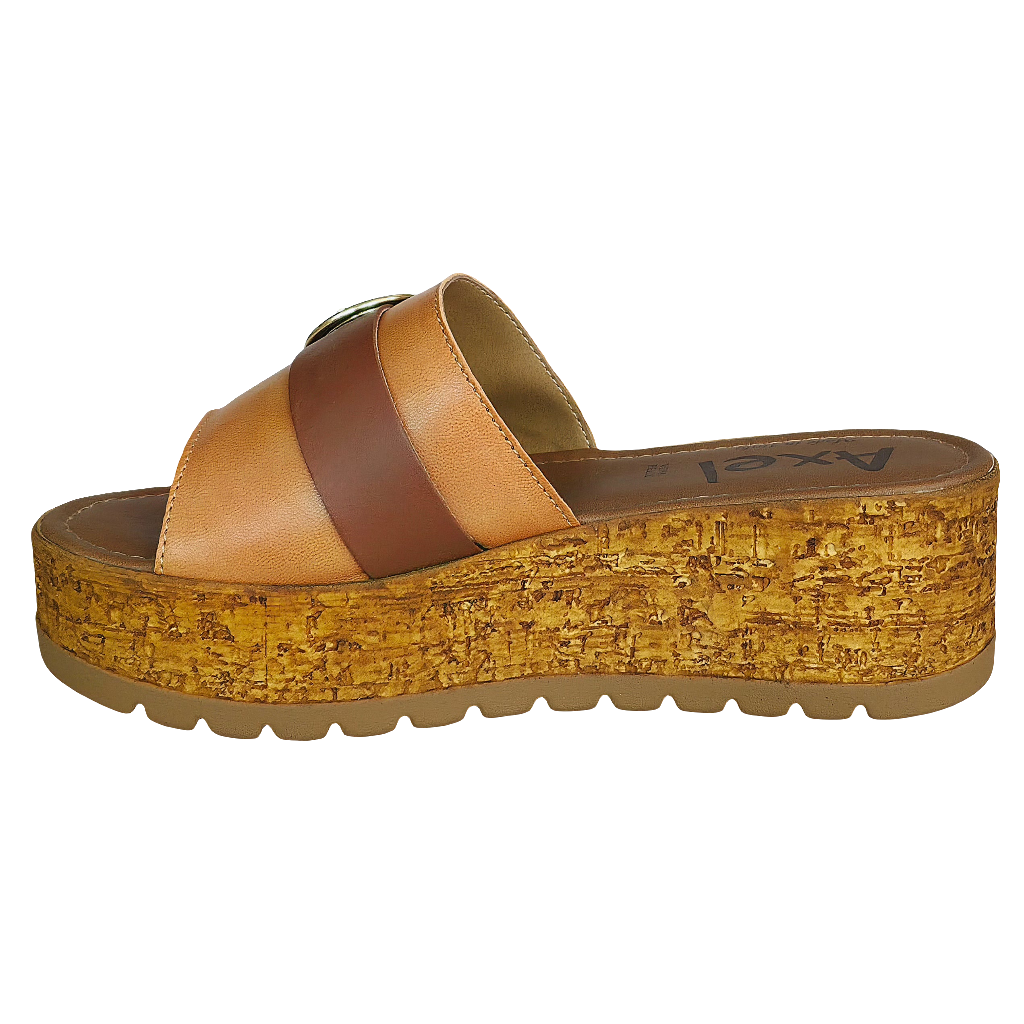 Papuci dama din piele naturala cu platforma de 5.5 cm, model Maro-Axel, Allegra/Rett Cuoio, made in Italy.