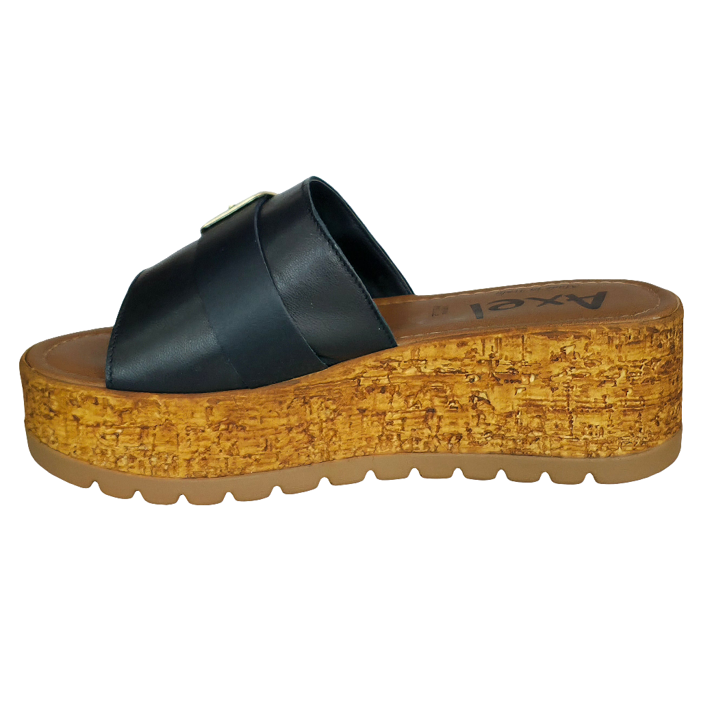 Papuci dama din piele naturala negri Axel, platforma de 5.5 cm, confortabili, din colectia Vara 2025, fabricati in Italia.