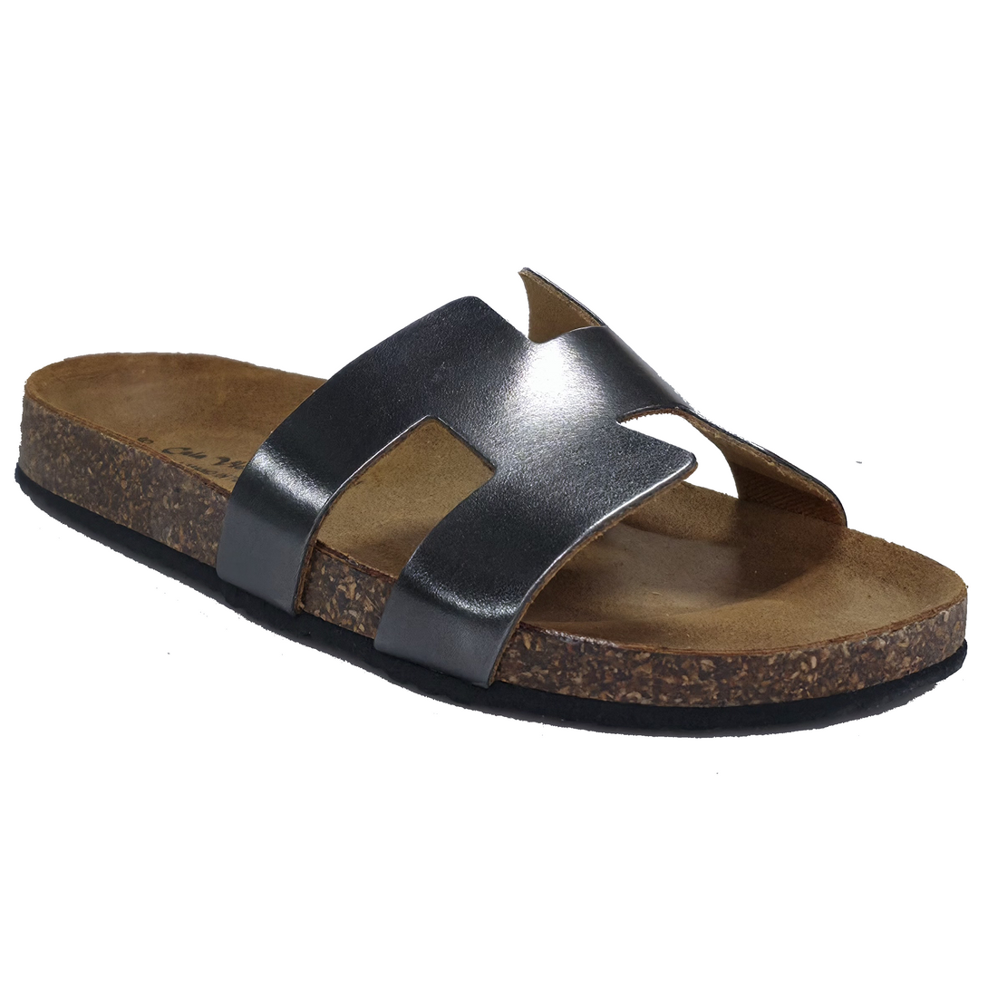 Papuci dama din piele naturala, Metal-Made in Italy, Canna di Fucile, R4, Colectia Vara 2025, stil elegant.