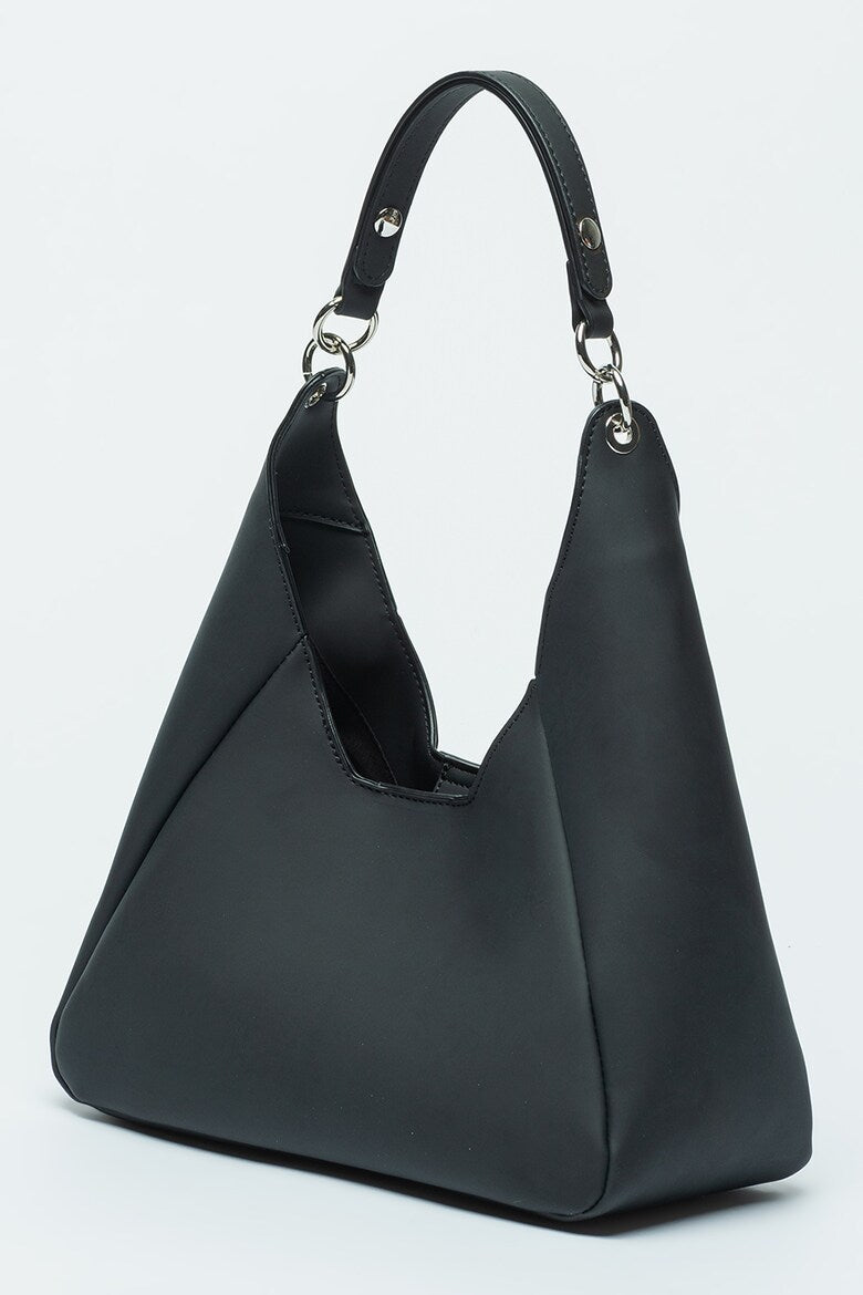 O bag Ginevra women's handbag in black, made of durable, waterproof thermoplastic material.