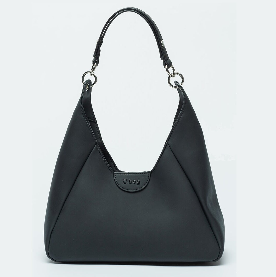 O bag Geanta pentru dama, negru, din material termoplastic durabil, elegant si usor de intretinut.