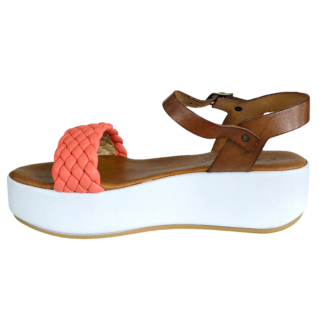 Sandale dama piele naturala corai, talpa usoara 5.5 cm, stil Made in Italy, Colectia Vara 2025, Art 1/9919 Cuoio/Salmone.