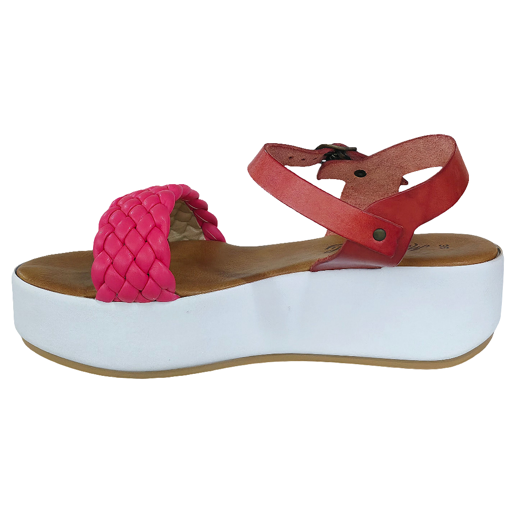 Sandale dama din piele naturala fuxia, talpa usoara de 5.5 cm, Made in Italy, Colectia Vara 2025.